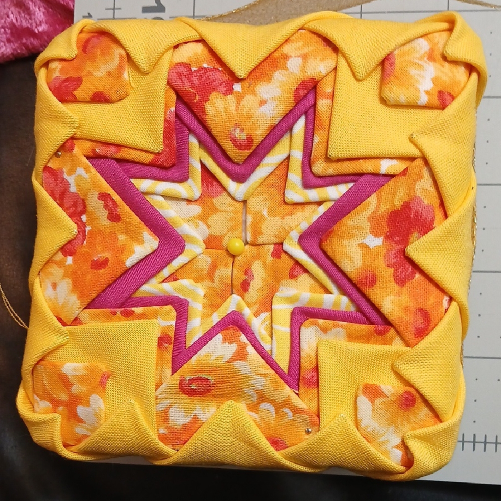 #32 Titled: Summer Handmade Yellow and Orange Quilted Accent Decor